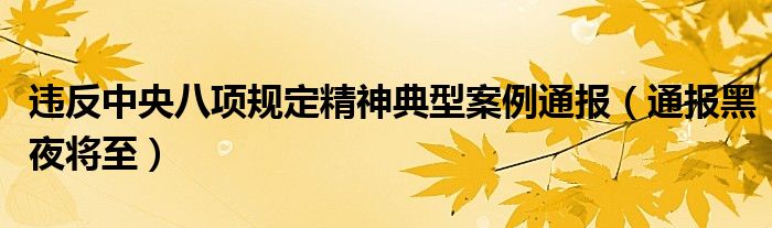 违反中央八项规定精神典型案例通报（通报黑夜将至）