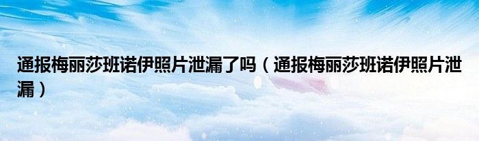 通报梅丽莎班诺伊照片泄漏了吗（通报梅丽莎班诺伊照片泄漏）