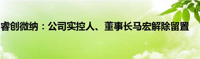 睿创微纳：公司实控人、董事长马宏解除留置