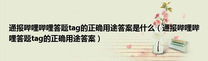 通报哔哩哔哩答题tag的正确用途答案是什么（通报哔哩哔哩答题tag的正确用途答案）