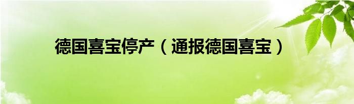 德国喜宝停产（通报德国喜宝）