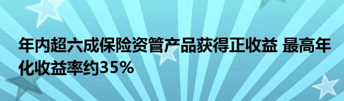 年内超六成保险资管产品获得正收益 最高年化收益率约35%