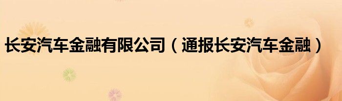 长安汽车金融有限公司（通报长安汽车金融）