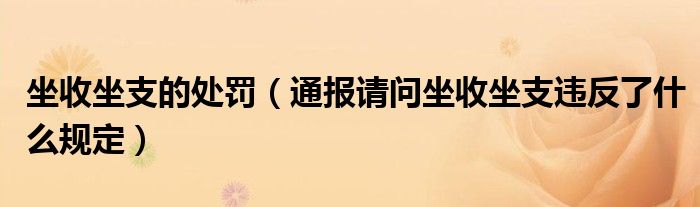 坐收坐支的处罚（通报请问坐收坐支违反了什么规定）