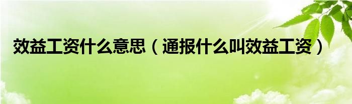 效益工资什么意思（通报什么叫效益工资）