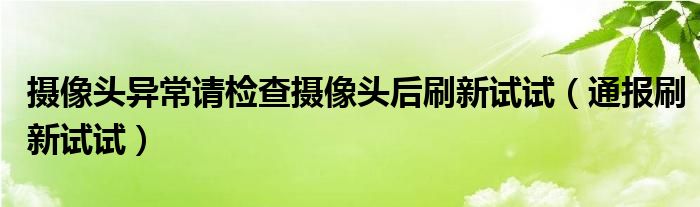 摄像头异常请检查摄像头后刷新试试（通报刷新试试）