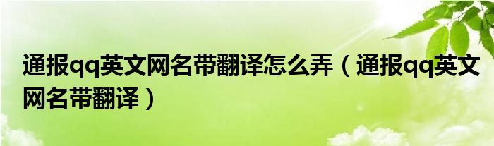 通报qq英文网名带翻译怎么弄（通报qq英文网名带翻译）