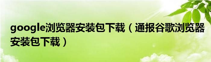 google浏览器安装包下载（通报谷歌浏览器安装包下载）