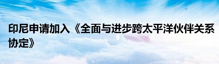 印尼申请加入《全面与进步跨太平洋伙伴关系协定》