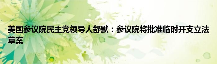 美国参议院民主党领导人舒默：参议院将批准临时开支立法草案