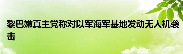 黎巴嫩真主党称对以军海军基地发动无人机袭击