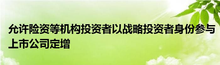 允许险资等机构投资者以战略投资者身份参与上市公司定增