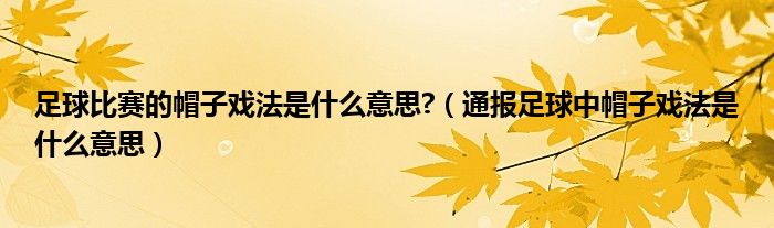 足球比赛的帽子戏法是什么意思?（通报足球中帽子戏法是什么意思）