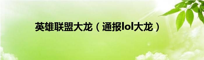 英雄联盟大龙（通报lol大龙）