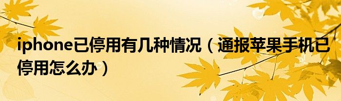 iphone已停用有几种情况（通报苹果手机已停用怎么办）