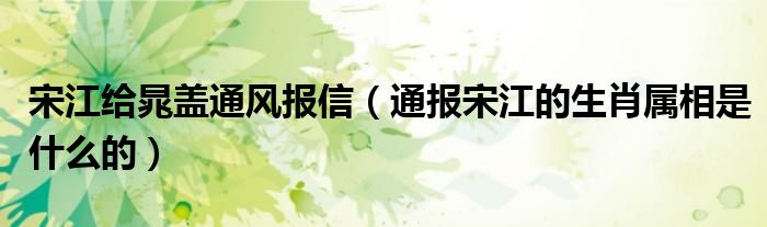 宋江给晁盖通风报信（通报宋江的生肖属相是什么的）