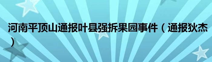 河南平顶山通报叶县强拆果园事件（通报狄杰）