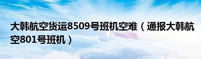 大韩航空货运8509号班机空难（通报大韩航空801号班机）