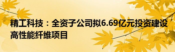 精工科技：全资子公司拟6.69亿元投资建设高性能纤维项目