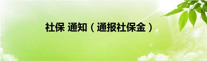 社保 通知（通报社保金）