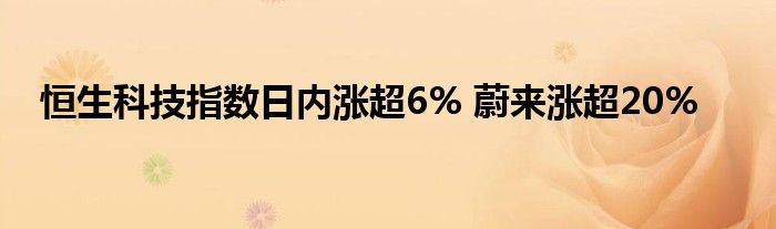 恒生科技指数日内涨超6% 蔚来涨超20%