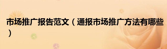 市场推广报告范文（通报市场推广方法有哪些）