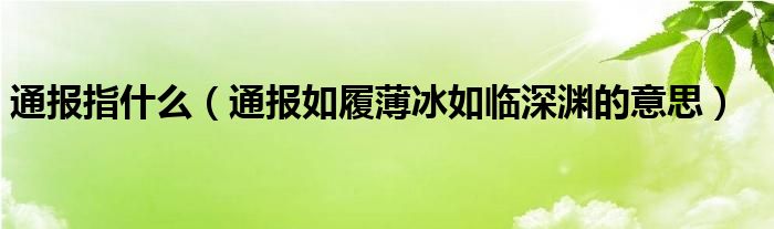 通报指什么（通报如履薄冰如临深渊的意思）