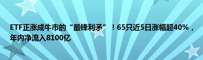 ETF正涨成牛市的“最锋利矛”！65只近5日涨幅超40%，年内净流入8100亿