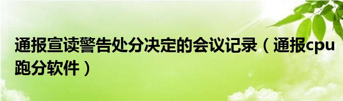 通报宣读警告处分决定的会议记录（通报cpu跑分软件）