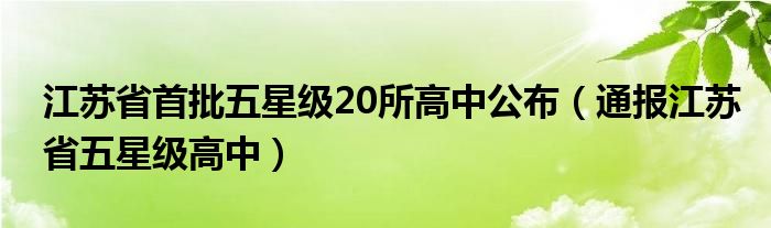 江苏省首批五星级20所高中公布（通报江苏省五星级高中）