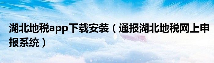 湖北地税app下载安装（通报湖北地税网上申报系统）