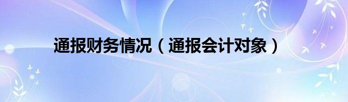 通报财务情况（通报会计对象）