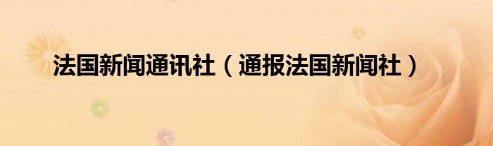 法国新闻通讯社（通报法国新闻社）