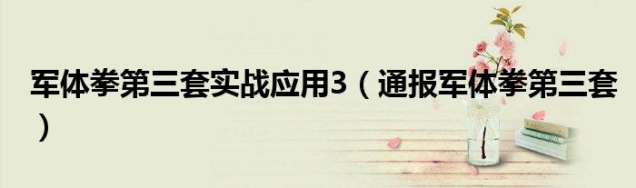 军体拳第三套实战应用3（通报军体拳第三套）