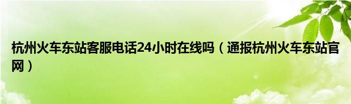 杭州火车东站客服电话24小时在线吗（通报杭州火车东站官网）