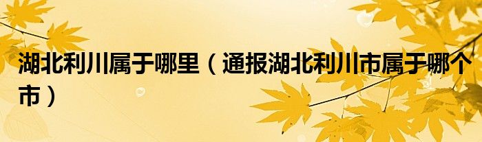 湖北利川属于哪里（通报湖北利川市属于哪个市）