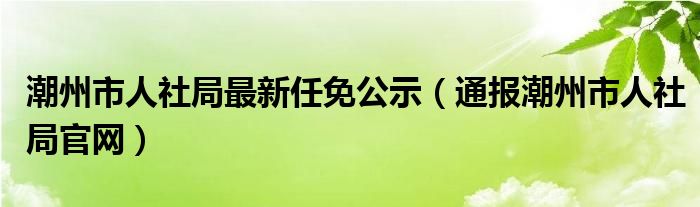 潮州市人社局最新任免公示（通报潮州市人社局官网）