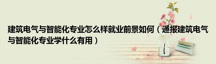 建筑电气与智能化专业怎么样就业前景如何（通报建筑电气与智能化专业学什么有用）