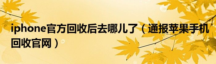 iphone官方回收后去哪儿了（通报苹果手机回收官网）