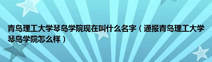 青岛理工大学琴岛学院现在叫什么名字（通报青岛理工大学琴岛学院怎么样）