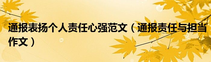 通报表扬个人责任心强范文（通报责任与担当作文）