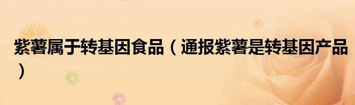 紫薯属于转基因食品（通报紫薯是转基因产品）