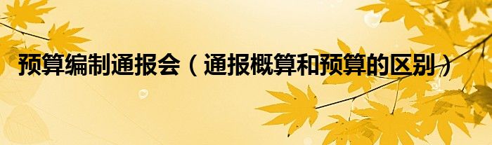 预算编制通报会（通报概算和预算的区别）