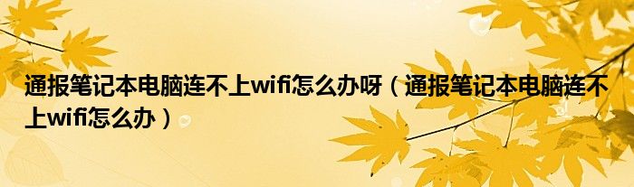 通报笔记本电脑连不上wifi怎么办呀（通报笔记本电脑连不上wifi怎么办）