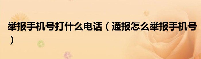 举报手机号打什么电话（通报怎么举报手机号）