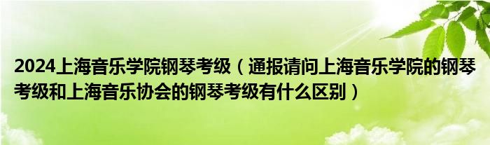 2024上海音乐学院钢琴考级（通报请问上海音乐学院的钢琴考级和上海音乐协会的钢琴考级有什么区别）