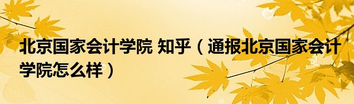 北京国家会计学院 知乎（通报北京国家会计学院怎么样）