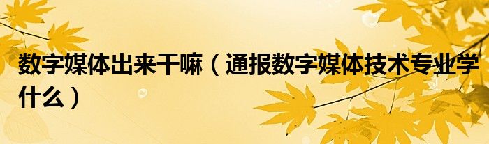 数字媒体出来干嘛（通报数字媒体技术专业学什么）