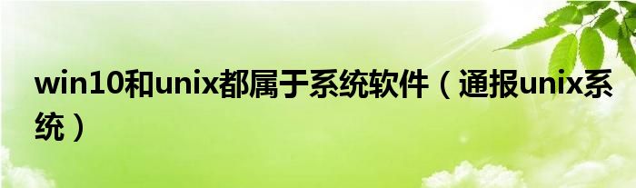 win10和unix都属于系统软件（通报unix系统）