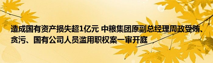 造成国有资产损失超1亿元 中粮集团原副总经理周政受贿、贪污、国有公司人员滥用职权案一审开庭